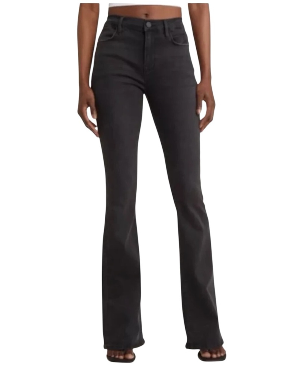 Frame Le High Flare Black Wash Flared Jeans